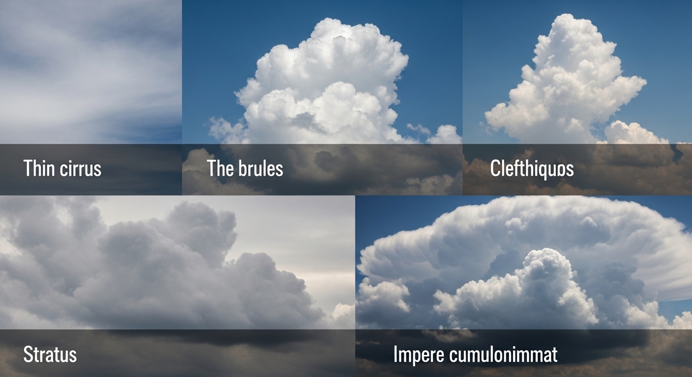 De qué están hechas las nubes (y por qué no se caen) 2 Collage comparativo de los diferentes tipos de nubes cirros cumulos estratos y cumulonimbos