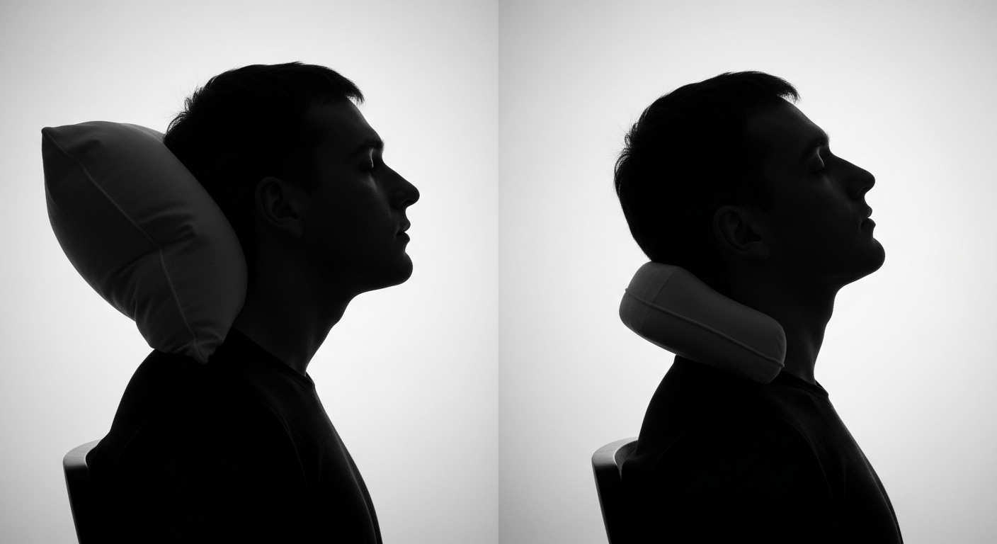 La postura correcta para dormir según tu dolor de espalda (guía con imágenes) 2 Comparacion alineacion correcta e incorrecta del cuello con la almohada al dormir