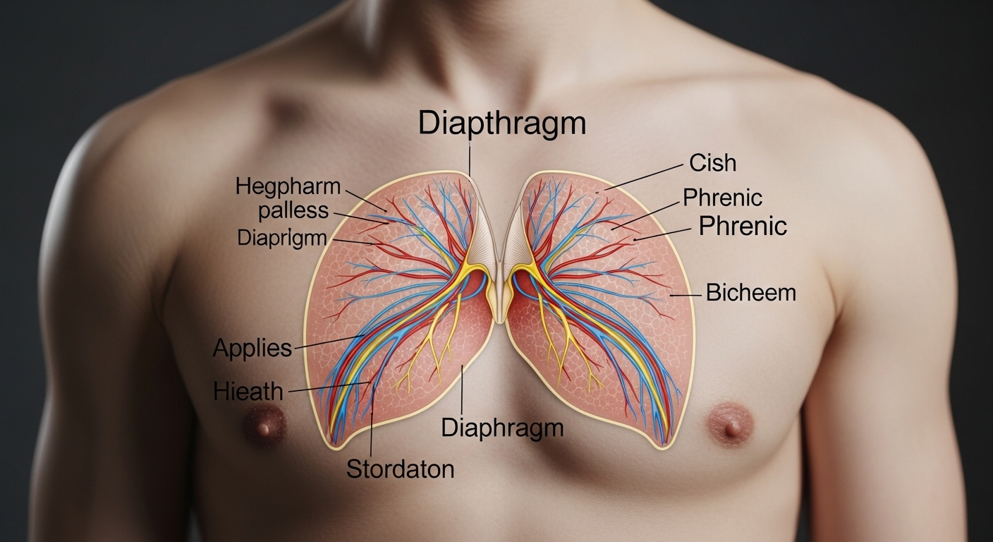 "Hipo persistente": cuándo es normal y cuándo debes preocuparte de verdad 1 Diagrama anatomico del diafragma y el nervio frenico causas del hipo persistente
