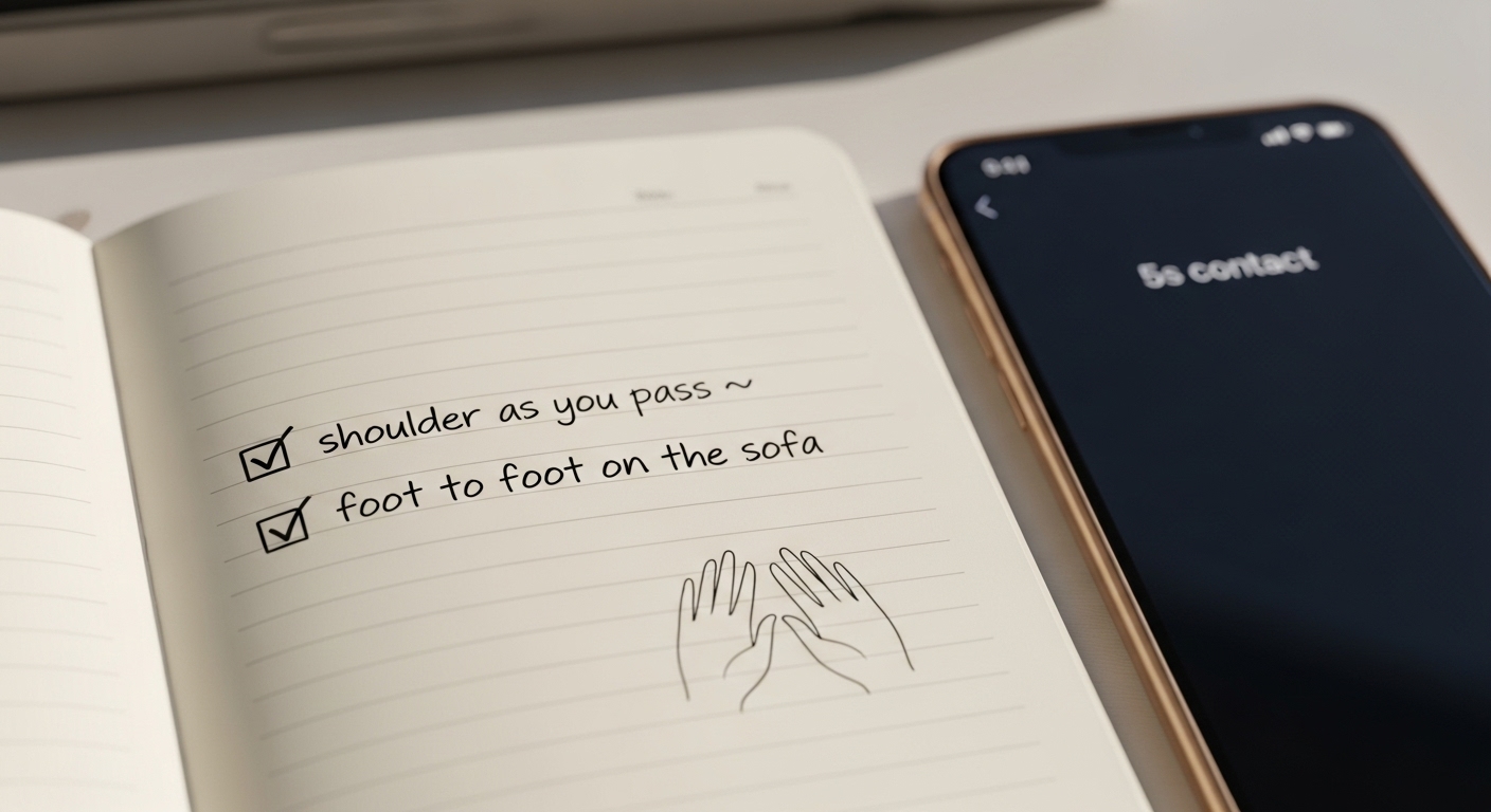 Lenguaje del amor: qué es el "toque físico" y cómo expresarlo si no es tu estilo 2 Lista de tareas sencillas y recordatorio en el movil para practicar el contacto fisico de forma gradual