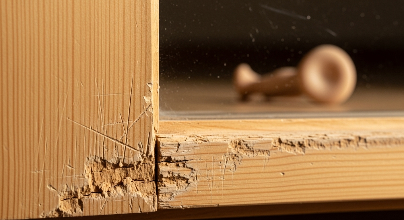 Señales de que tu perro tiene ansiedad por separación (no solo "se porta mal") 1 Marco de puerta danado por un perro con ansiedad por separacion