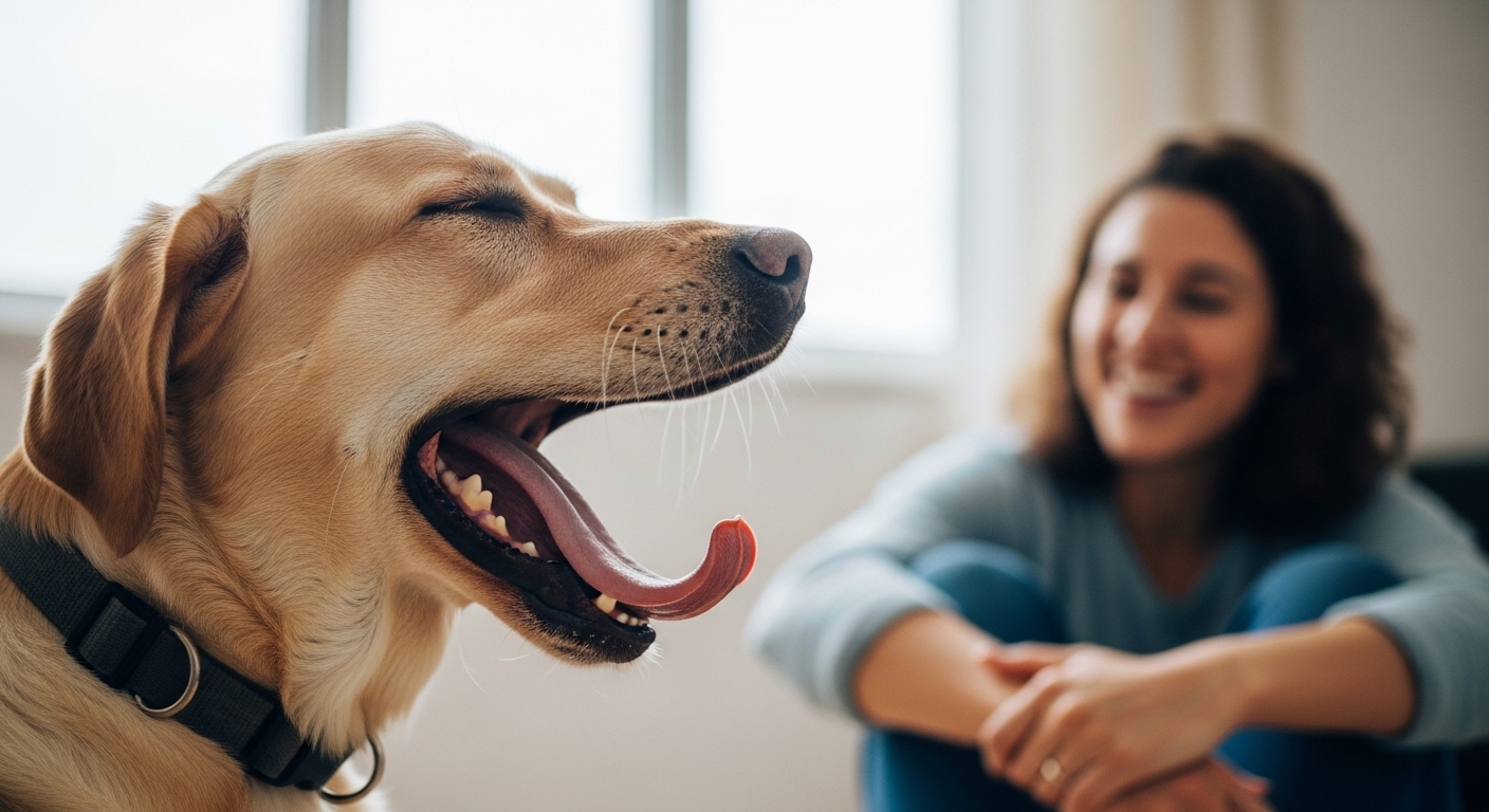 Por qué bostezar es contagioso (la explicación científica más aceptada) 2 Perro bostezando ejemplo de bostezo contagioso en animales domesticos y su vinculo emocional con los humanos