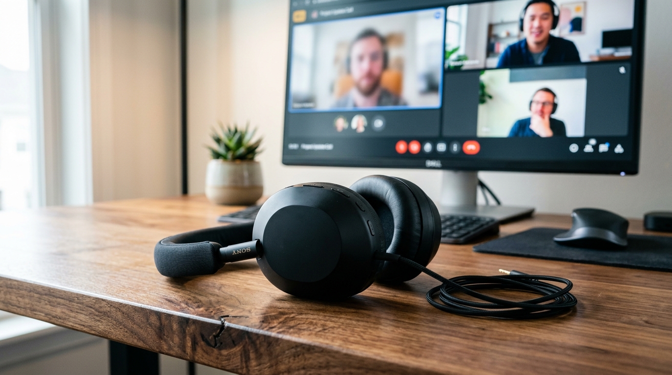 Los mejores gadgets para teletrabajar de forma eficiente 1 Auriculares de diadema con cancelacion de ruido para videollamadas profesionales