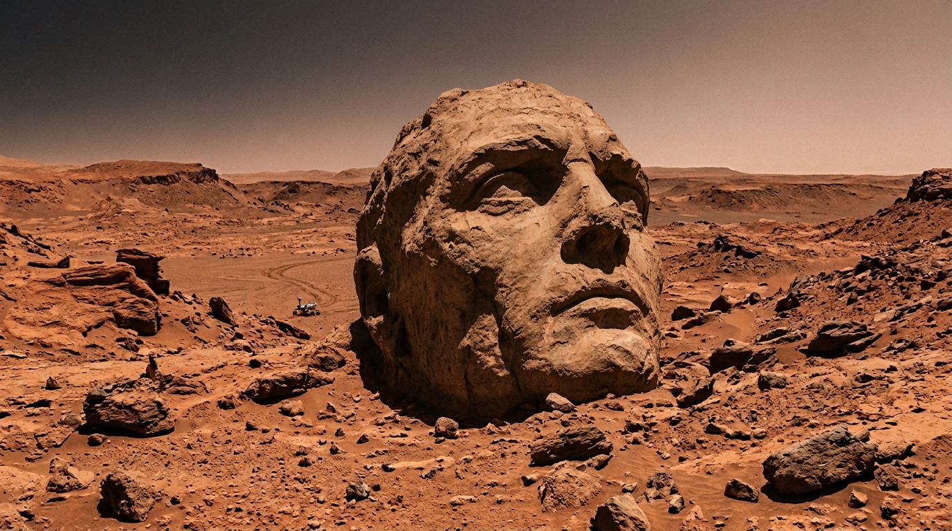 El arte de la pareidolia: por qué vemos caras en las nubes y las tostadas 2 Formacion rocosa en Marte que se asemeja a una cara humana conocida como la cara de Marte