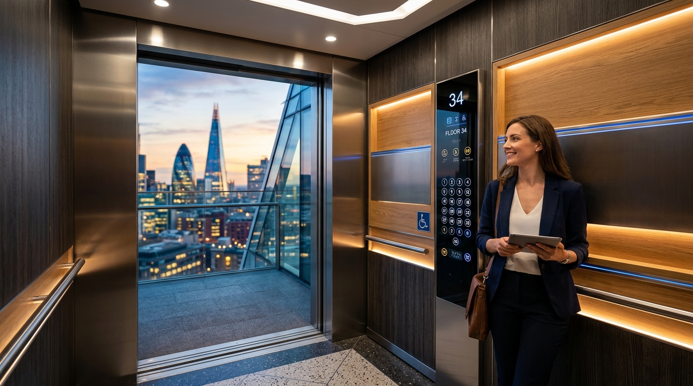 Cómo elegir una empresa de ascensores que garantice seguridad, mantenimiento y un servicio técnico preparado 2 Interior de ascensor moderno con tecnologia accesible