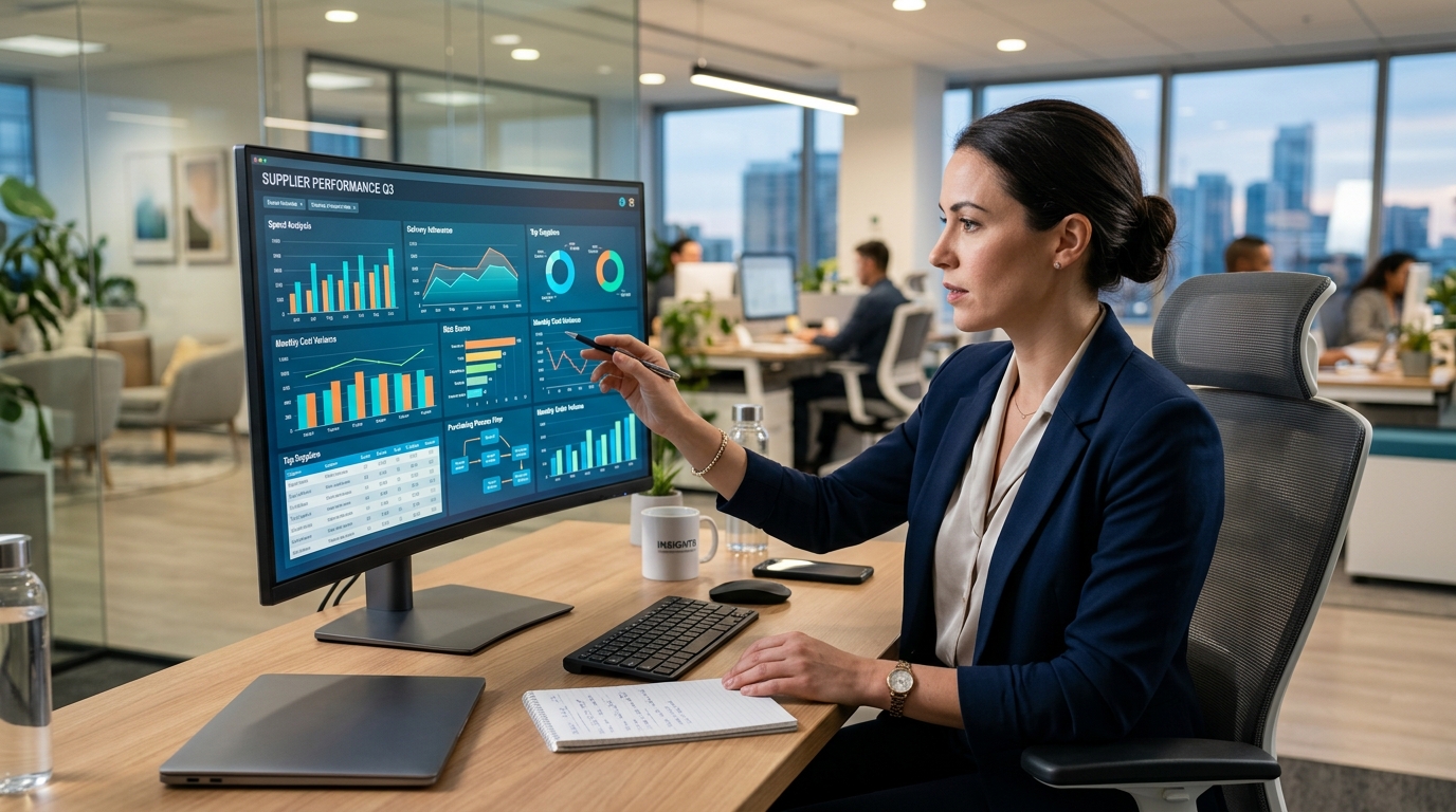 Cómo Mejorar La Gestión De Proveedores En SAP 1 Profesional revisando informacion de proveedores en una plataforma empresarial
