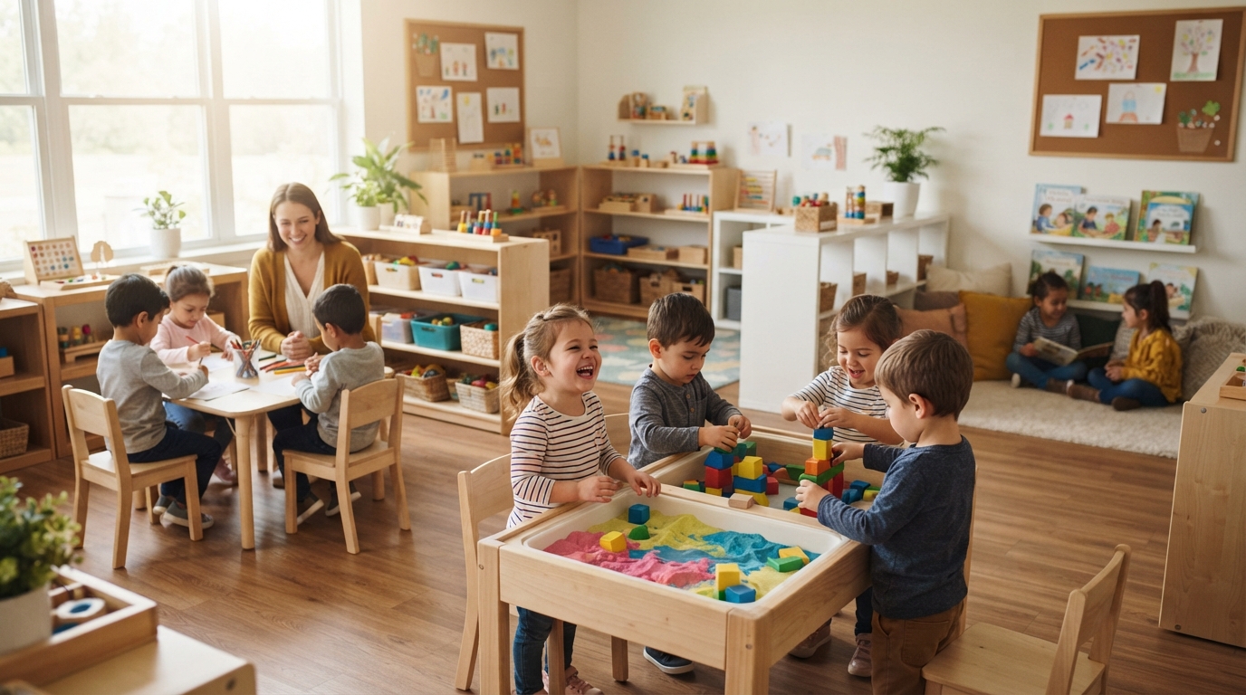 Cómo elegir una guardería en Sant Feliu de Llobregat sin equivocarte 1 Ninos jugando en aula de escuela infantil