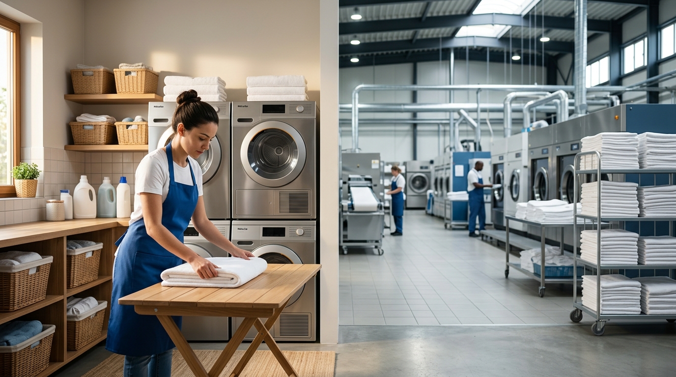 Lavandería Propia vs Industrial para Hoteles: ¿Cuál Es Más Rentable? 1 Comparacion de gestion de lavanderia propia y servicio industrial para hoteles