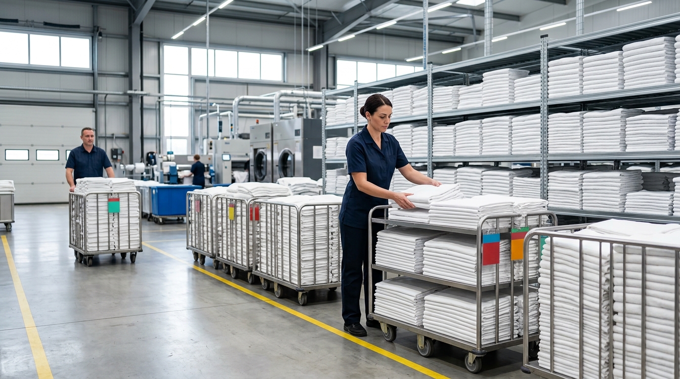 Lavandería Propia vs Industrial para Hoteles: ¿Cuál Es Más Rentable? 3 Preparacion y distribucion eficiente de ropa hotelera