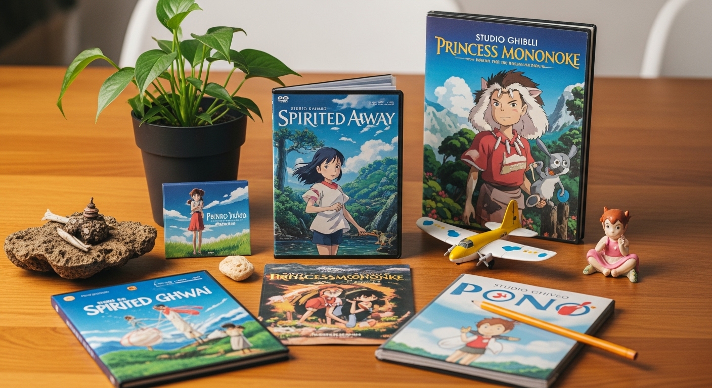 Collage de peliculas de Studio Ghibli mostrando sus diversos titulos y temas recurrentes