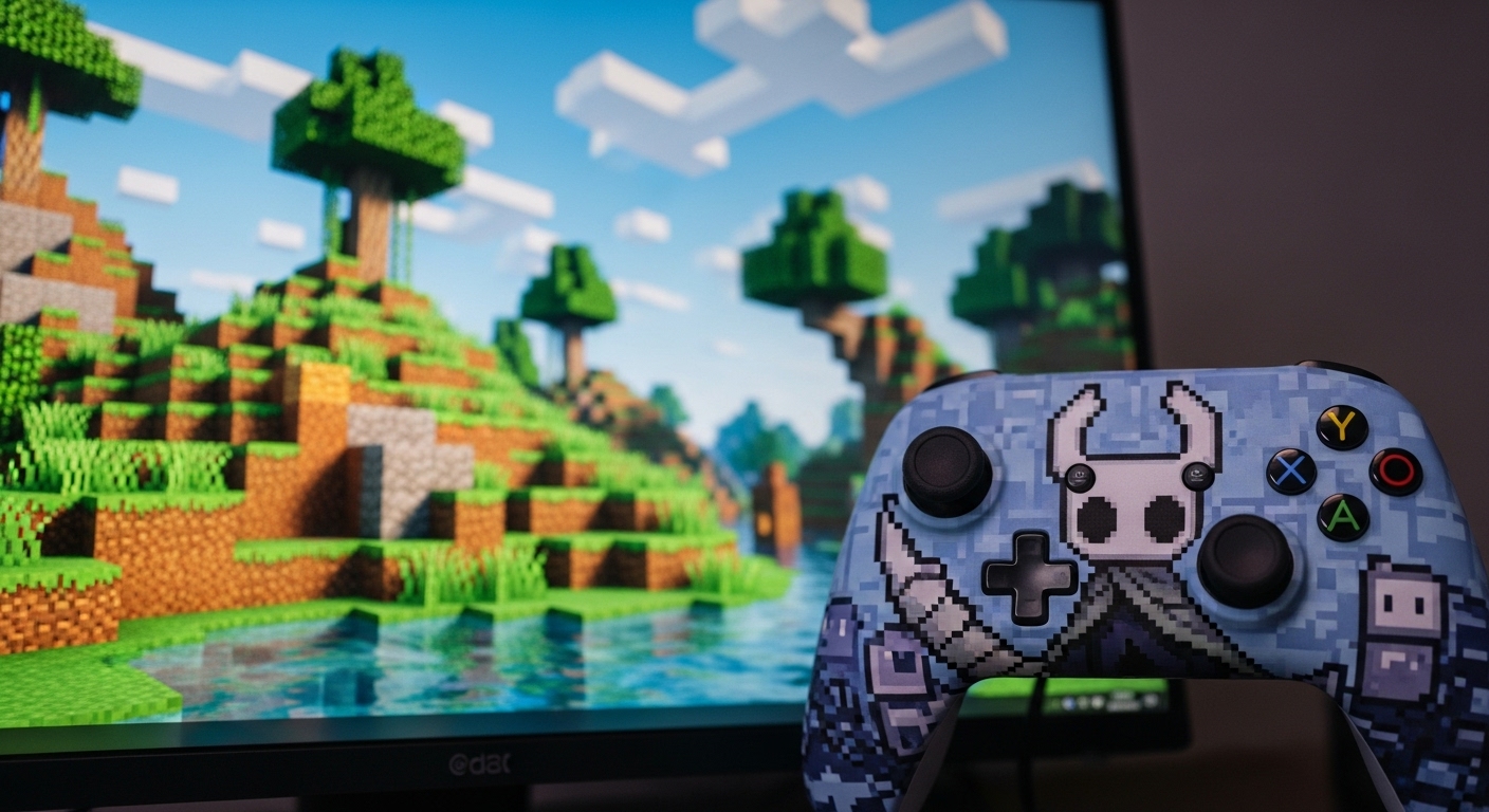 Videojuegos Indies que Revolucionaron la Industria con Ideas Simples 1 Detalles visuales de videojuegos indies revolucionarios como Minecraft y Hollow Knight