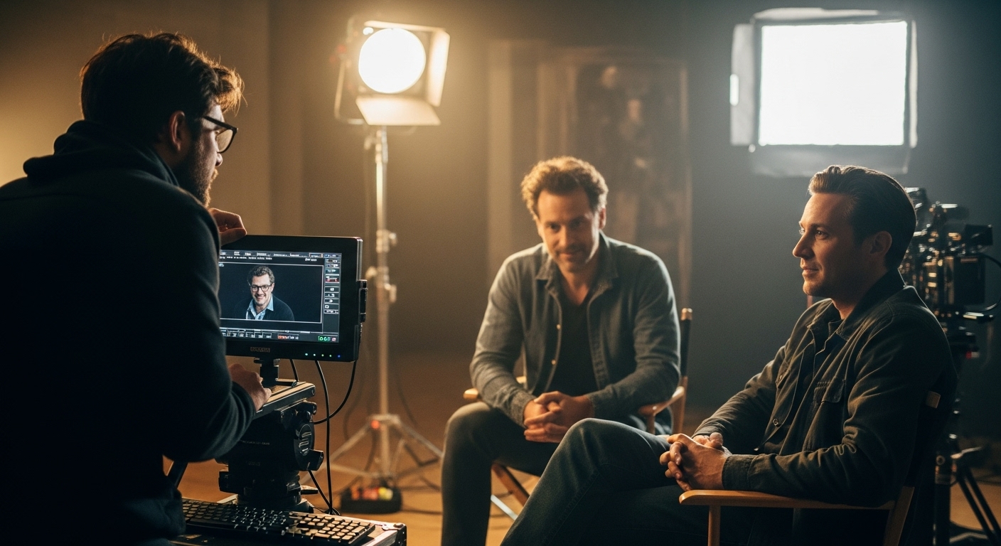 Frases de Películas que se Colaron en el Guión y se Volvieron Icónicas 2 Director y actor conversando en el set sobre una escena mostrando la colaboracion creativa