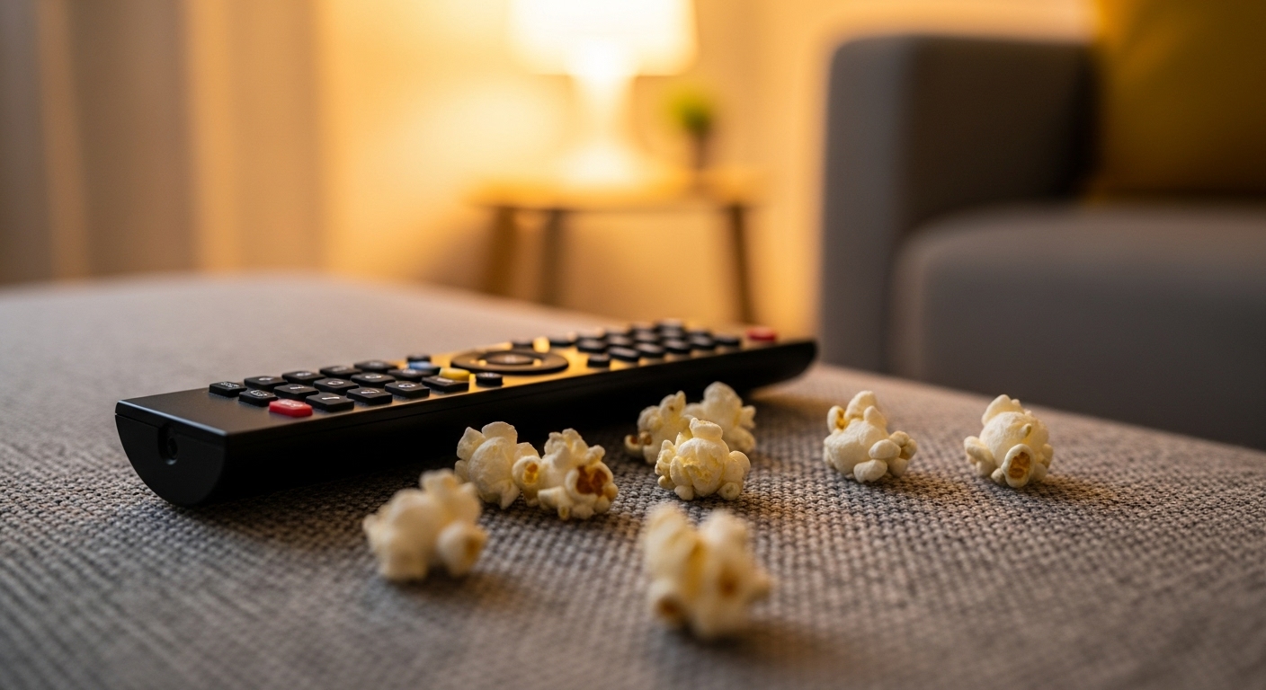 Mando a distancia y palomitas elementos esenciales para una noche de cine con amigos