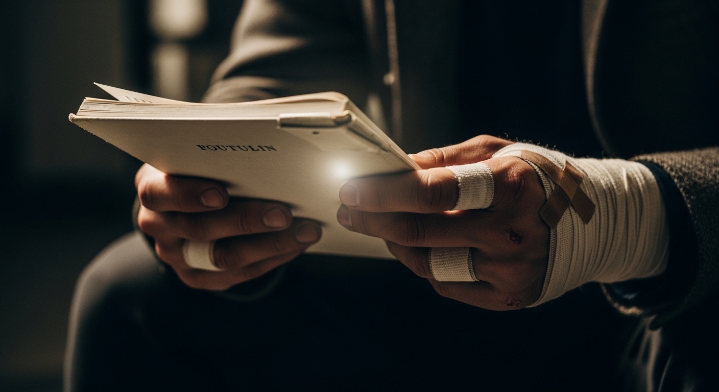 Actores que Hicieron sus Propias Escenas Peligrosas sin Dobles 1 Manos de actor con lesiones de rodaje sosteniendo guion