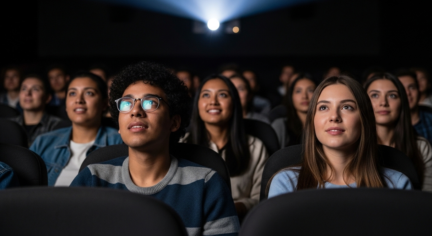 Publico joven viendo una proyeccion en una sala de cine independiente