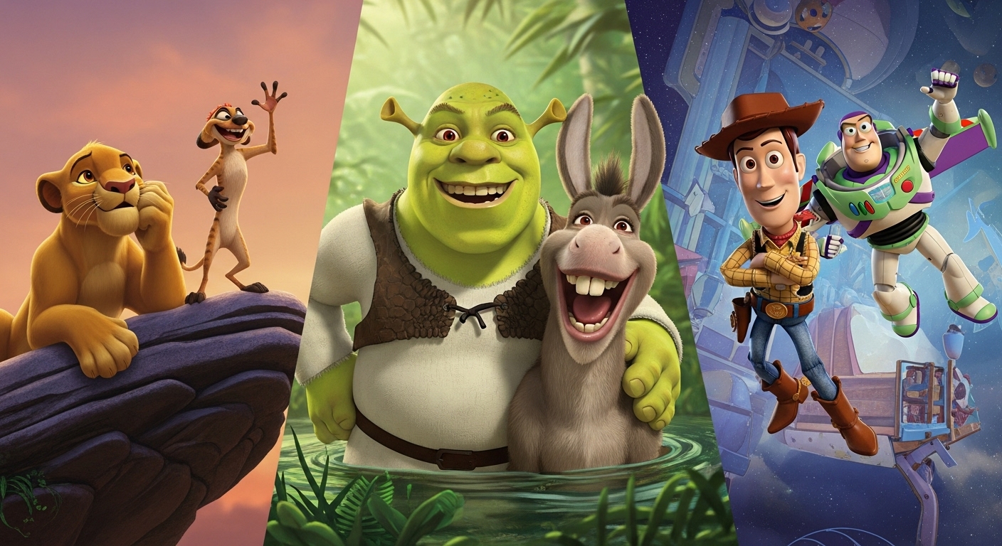 Doblajes al Español que Mejoraron los Diálogos Originales de Películas 1 Tres duos iconicos del cine de animacion Shrek y Burro Simba y Timon Woody y Buzz