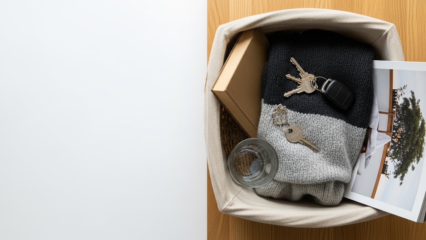 Comparacion de una cesta con objetos recolectados y una superficie despejada tras aplicar la rutina de reset