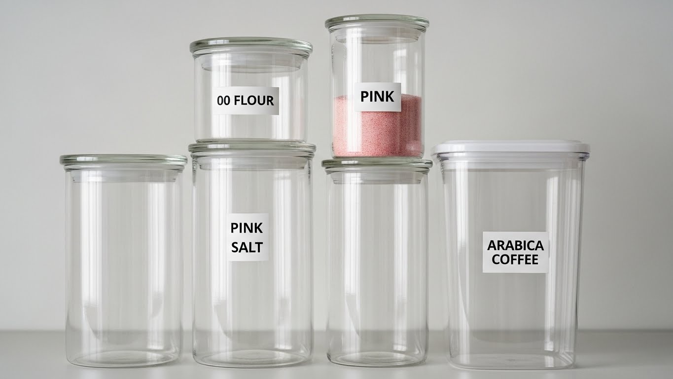 Por qué usar contenedores transparentes para organizar la despensa 1 Contenedores transparentes de diferentes tamanos apilables y con etiquetas claras