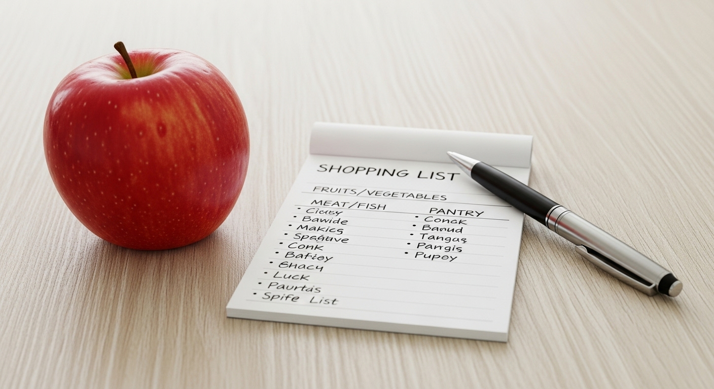 Lista de la compra semanal organizada por secciones para ser mas eficiente en el supermercado