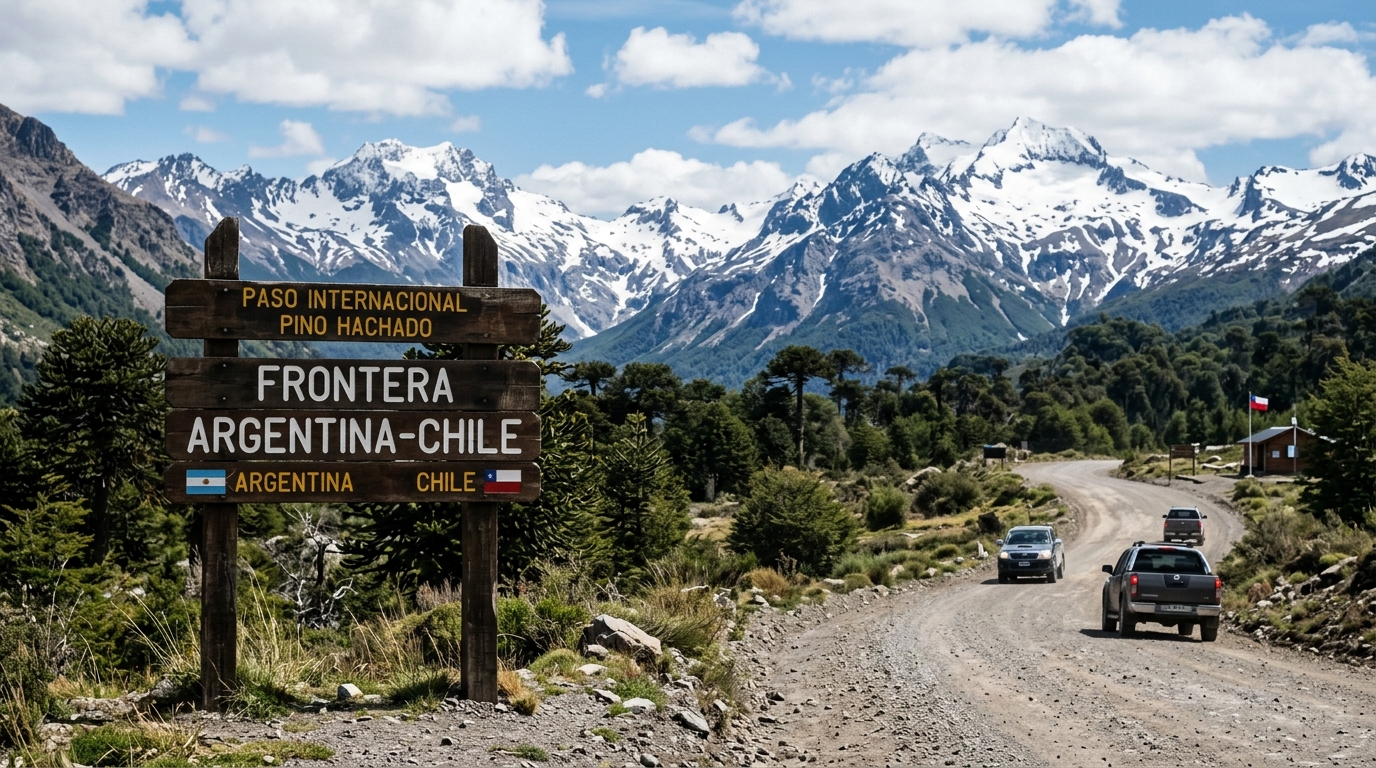 Guía para Recorrer la Patagonia por Libre: Del Bolsón a Ushuaia 2 Cartel indicador de frontera entre Argentina y Chile en los Andes Patagonicos